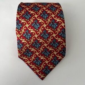 Fendi Burgundy and Teal Floral Men's Tie